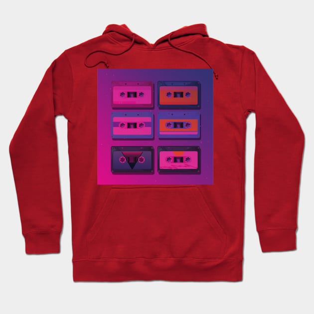 Futuristic Retro Cassette Tapes Hoodie by waltzart